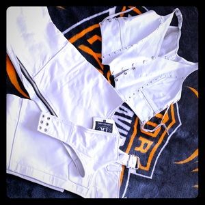 White Leather vest and chaps size 10